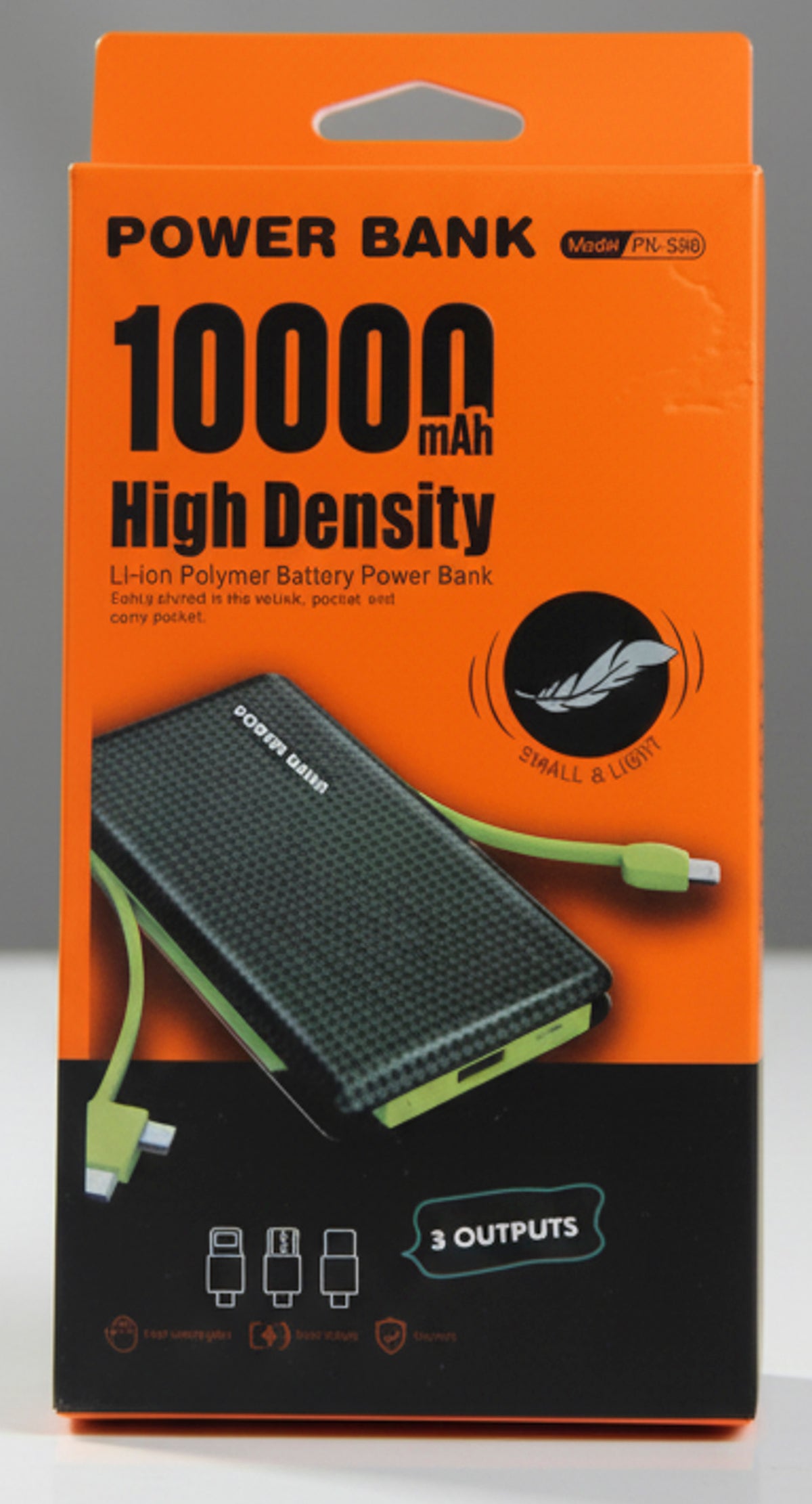 Carregador portátil Power Bank 10.000mAh PN-956 Carregador Portátil 3 Saídas