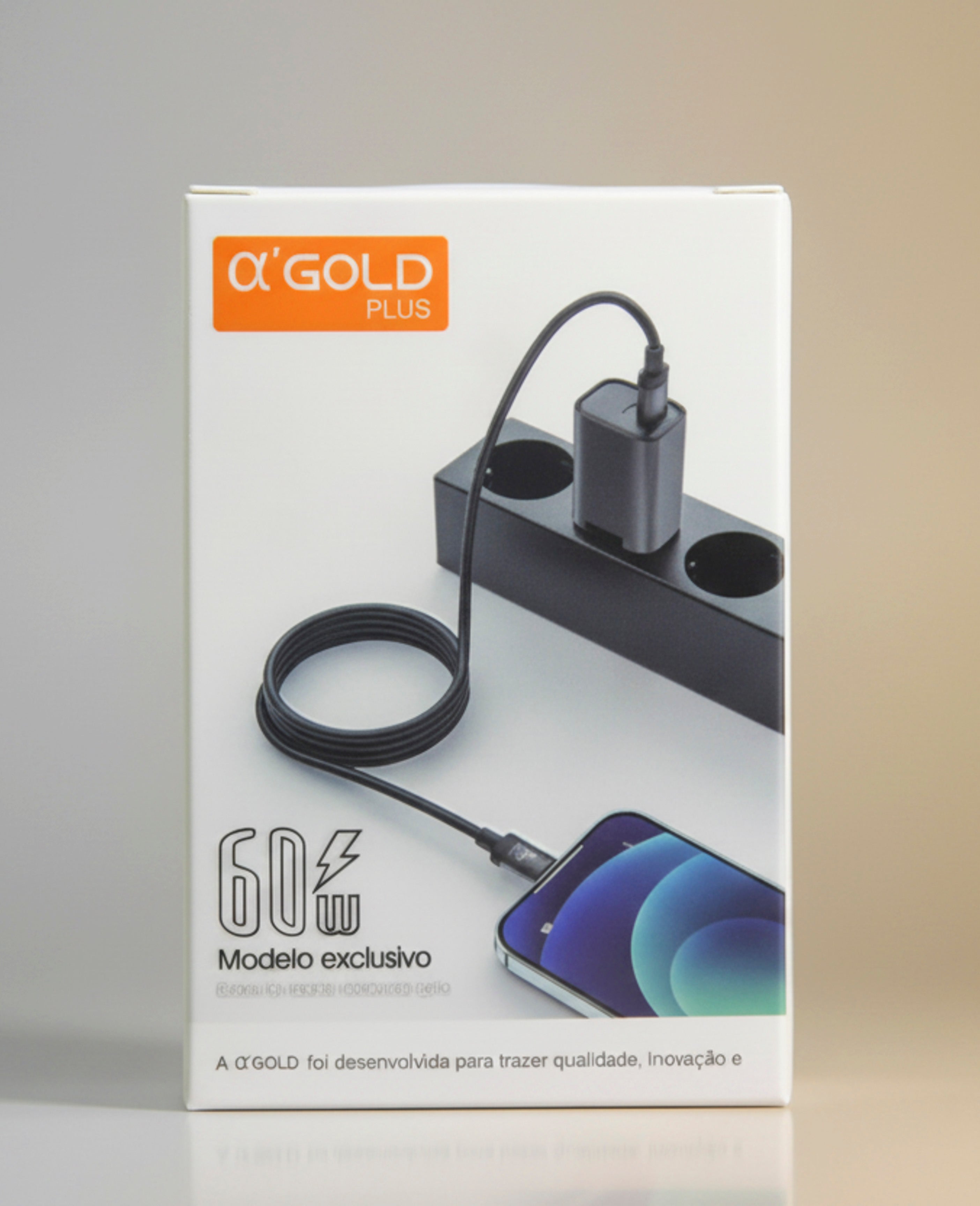 Cabo Turbo USB-C para USB-C 60W 1 Metro Alpha Gold Plus CB147 Carregamento Rápido