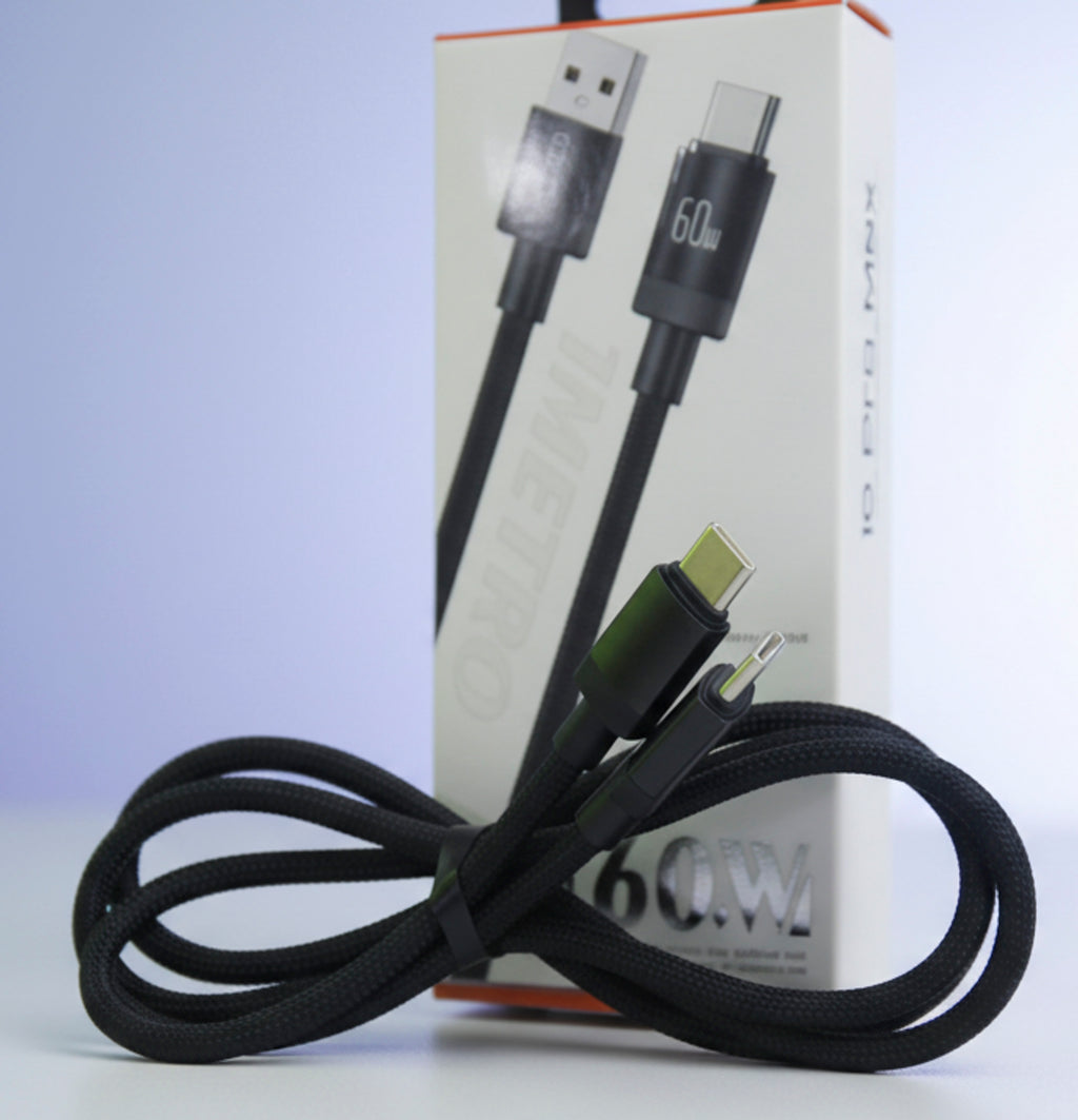 Cabo Turbo USB-C para USB-C 60W 1 Metro Alpha Gold Plus CB147 Carregamento Rápido