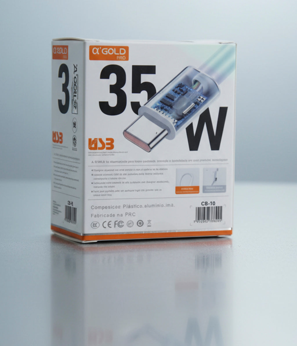 Cabo USB-C Turbo 5A 1 Metro Carregamento Rápido Alpha Gold CB-70