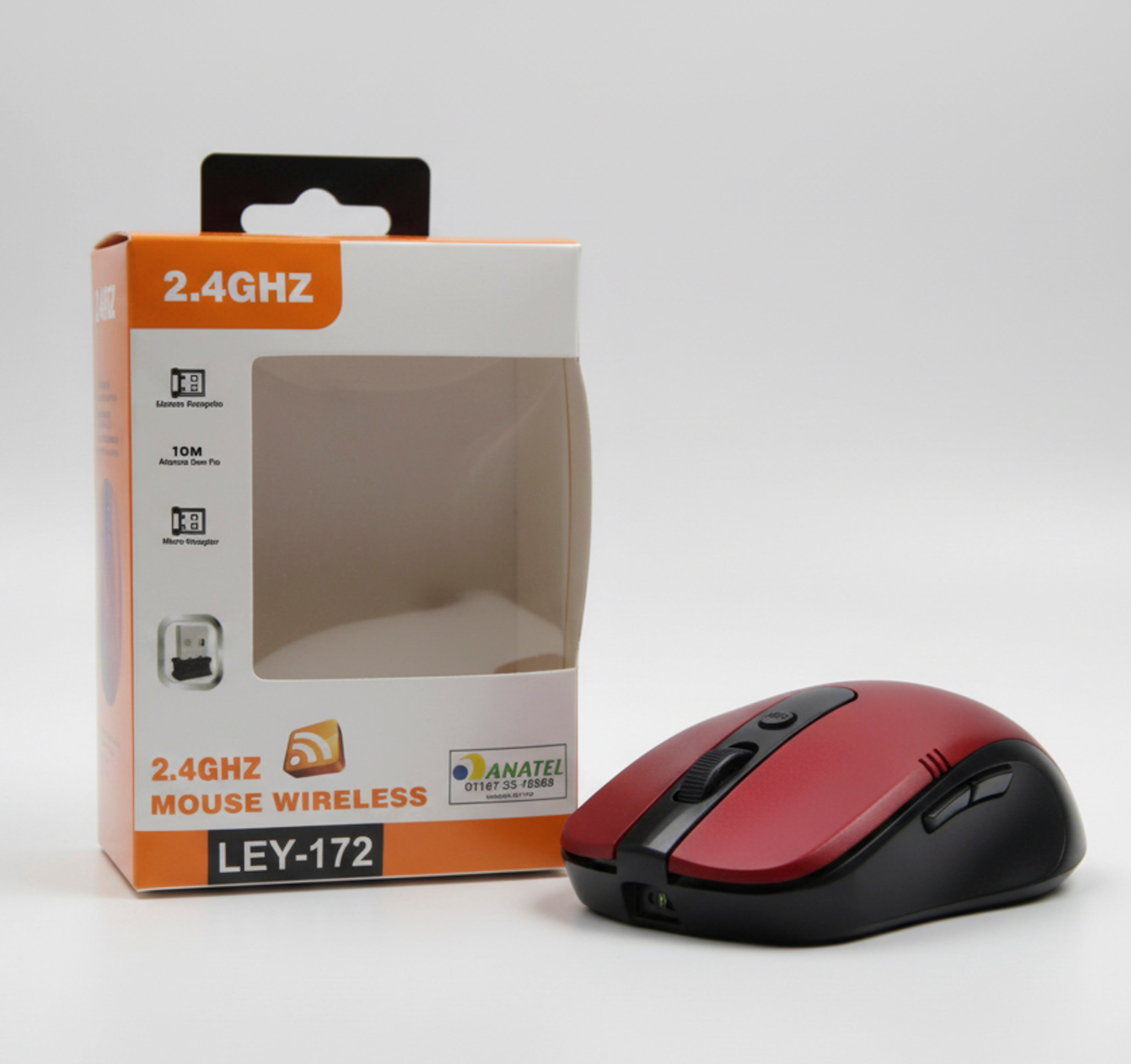 Mouse Sem Fio Wireless Lehmox LEY-172 2.4GHz USB Ergonômico para PC e Notebook Vermelho