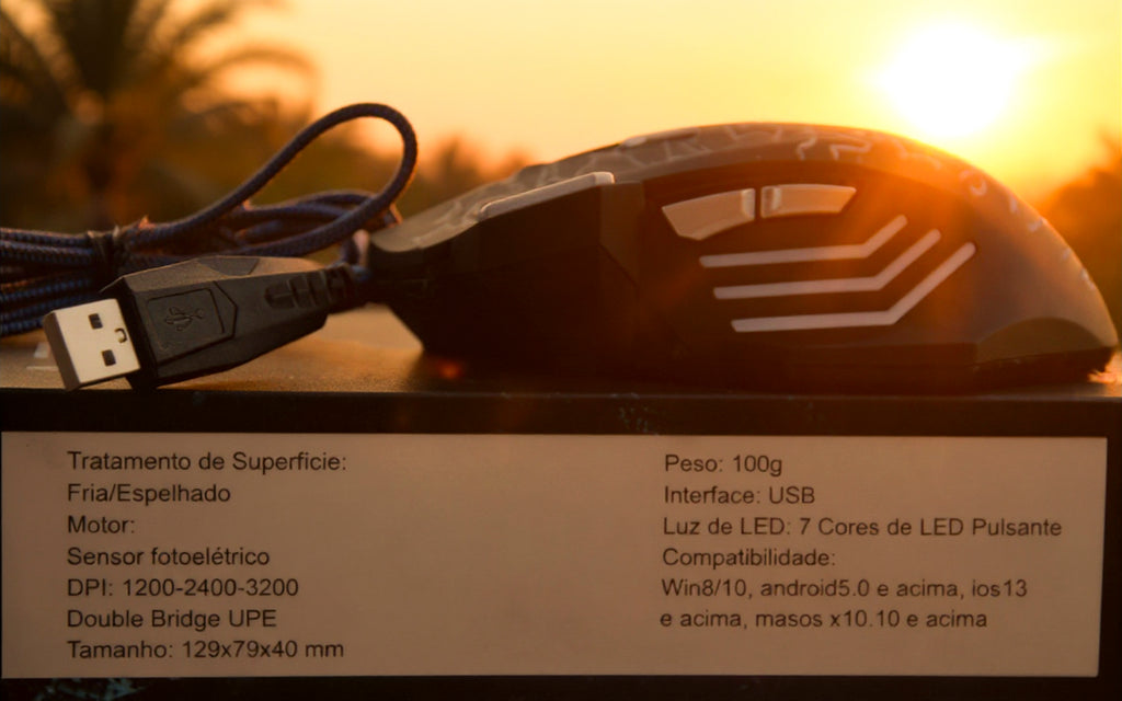 Mouse Gamer Lehmox LEY-A7 RGB USB 2400 DPI 6 Botões LED Gamer