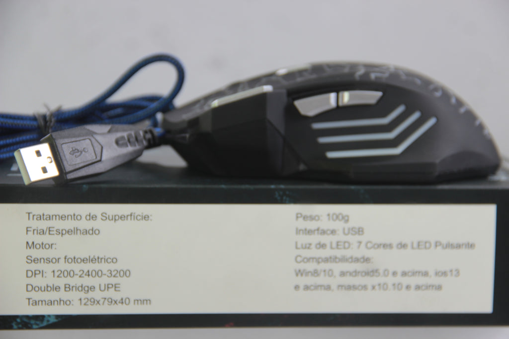 Mouse Gamer Lehmox LEY-A7 RGB USB 2400 DPI 6 Botões LED Gamer