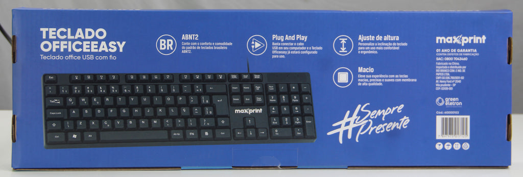 Teclado Maxprint OfficeEasy USB 2.0 ABNT2 Preto 60000153