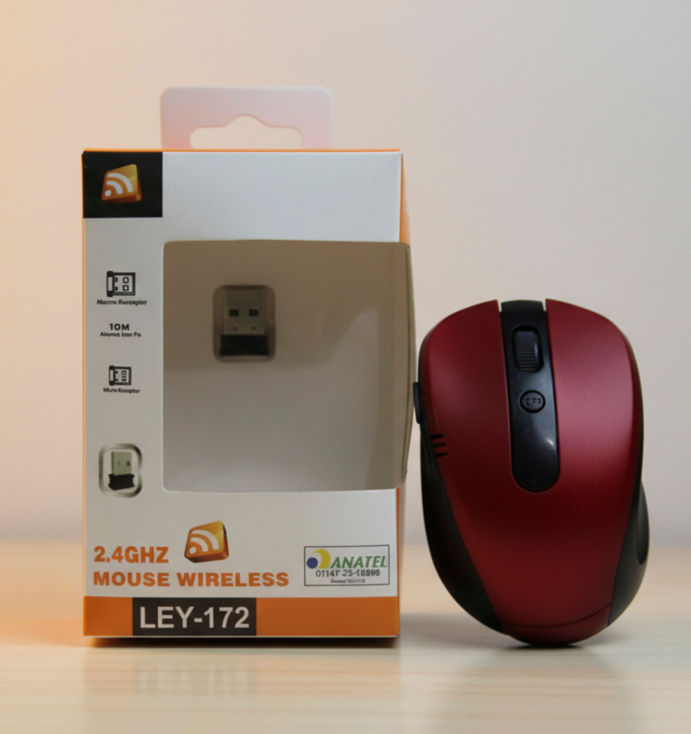 Mouse Sem Fio Wireless Lehmox LEY-172 2.4GHz USB Ergonômico para PC e Notebook Vermelho