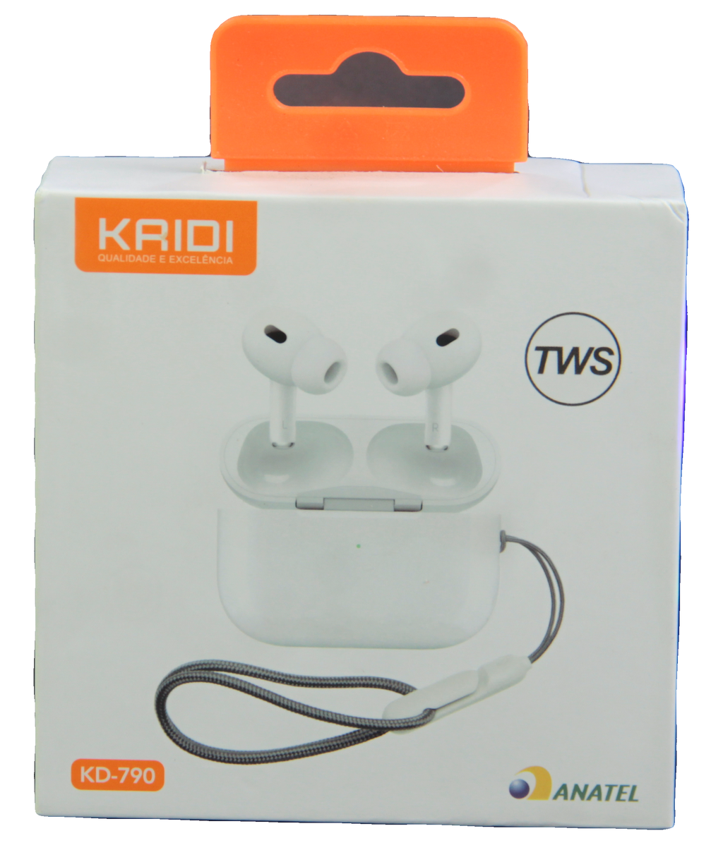 Fone Bluetooth 5.4 TWS KD-790 Kridi com Estojo de Recarga – Android e iPhone
