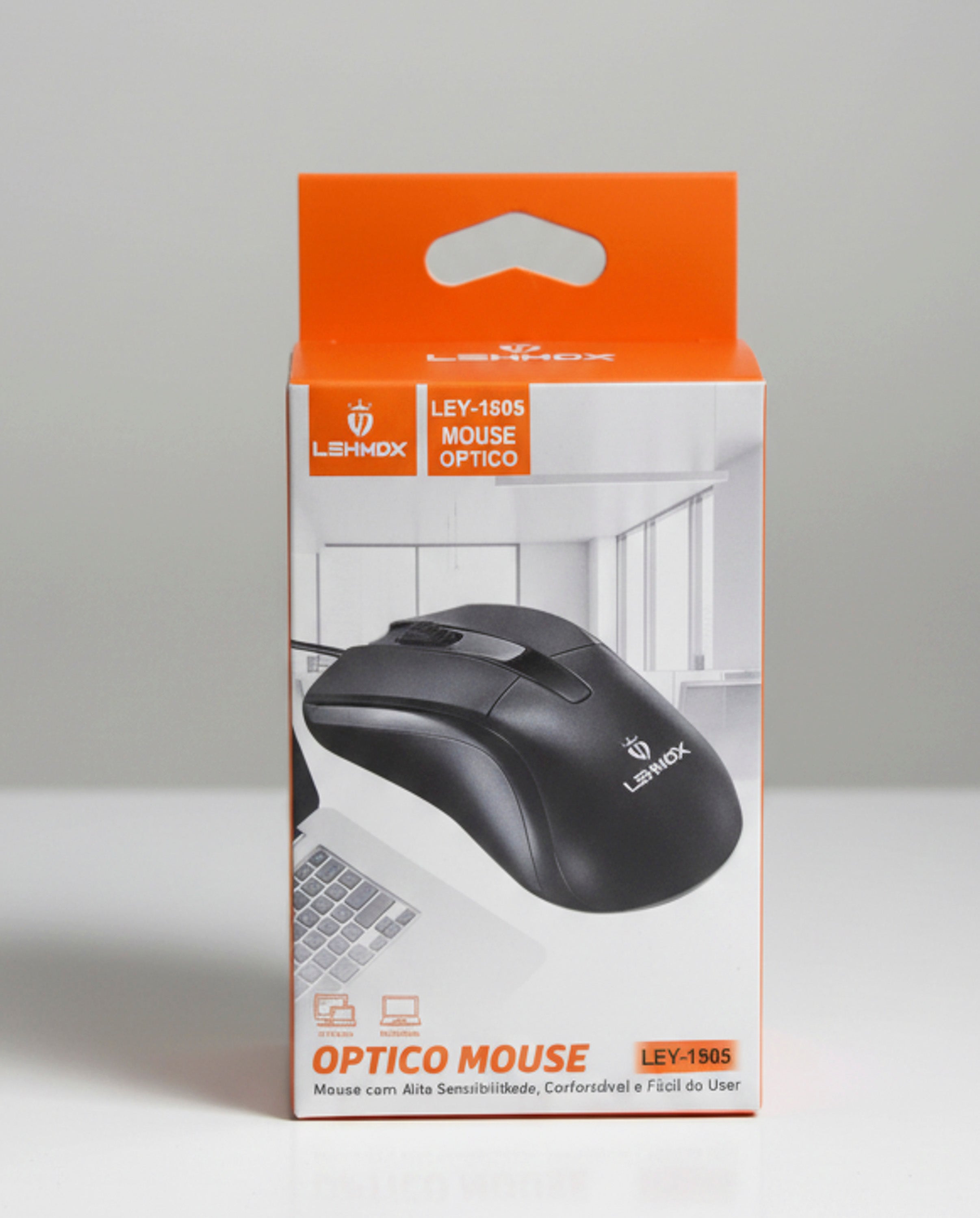 Mouse Óptico USB com Fio Lehmox LEY-1505 para PC e Notebook Preto