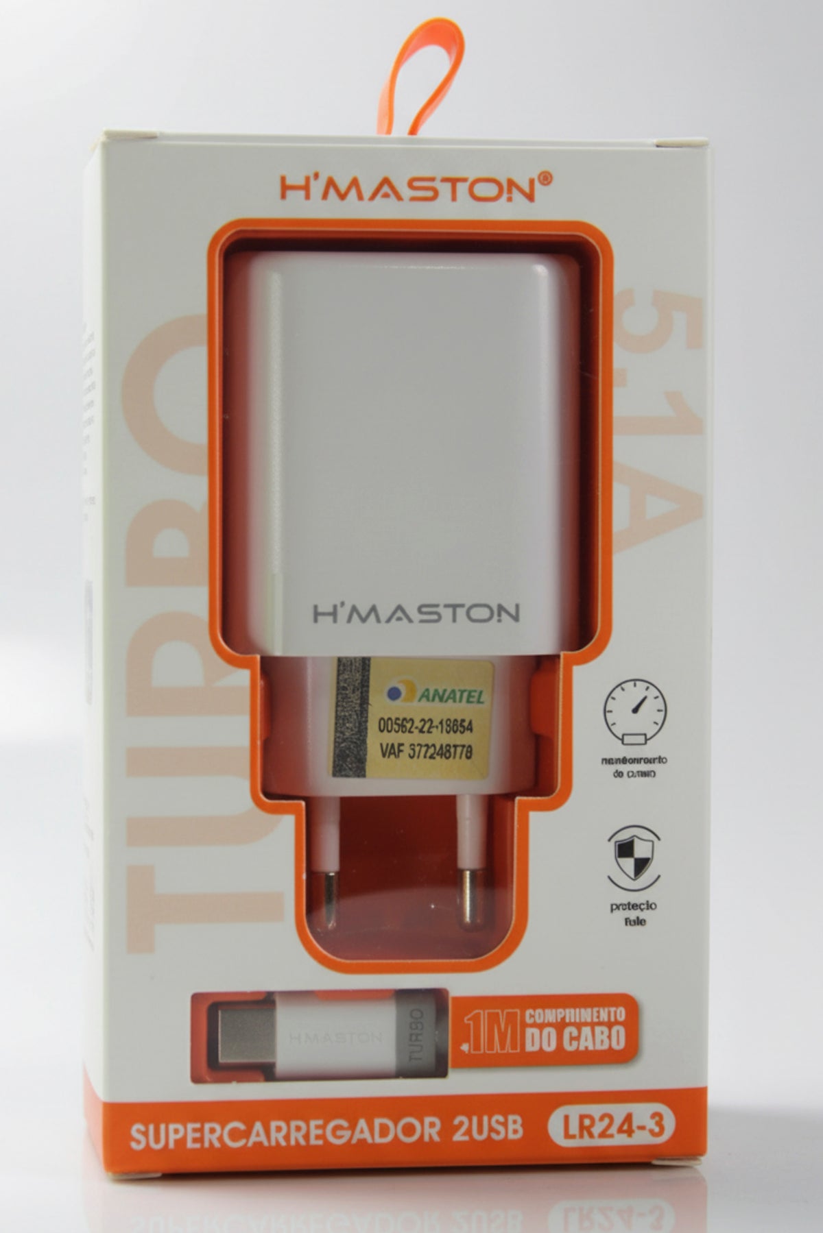 Carregador, Supercarregador H’Maston LR24-3 5.1A 2 USB + Cabo USB-C 1M