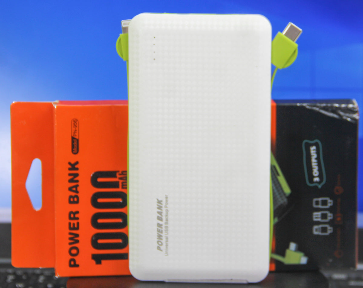 Carregador portátil Power Bank 10.000mAh PN-956 Carregador Portátil 3 Saídas