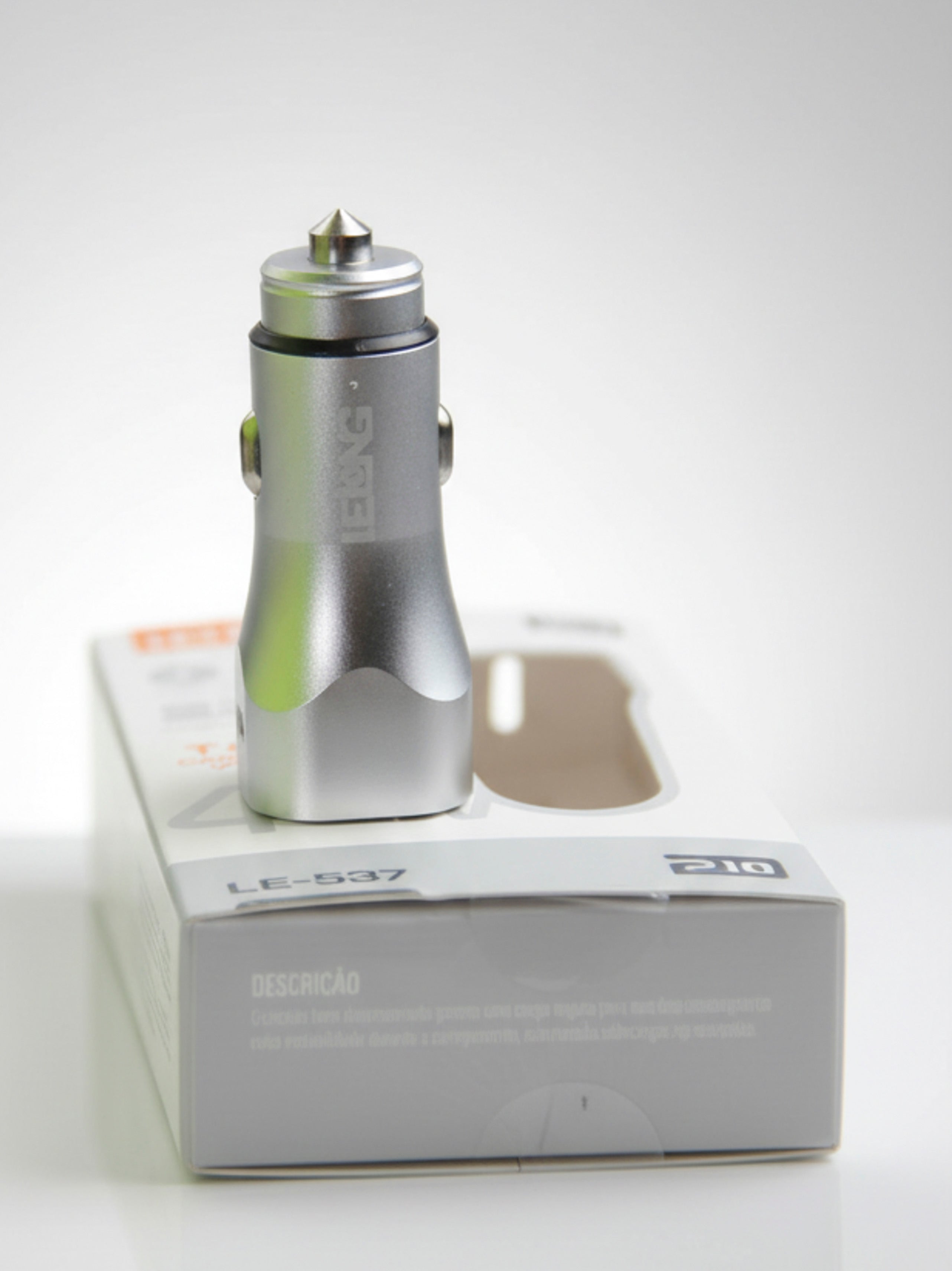 Carregador Veicular Turbo 48W USB + USB-C Carregamento Rápido LE-537