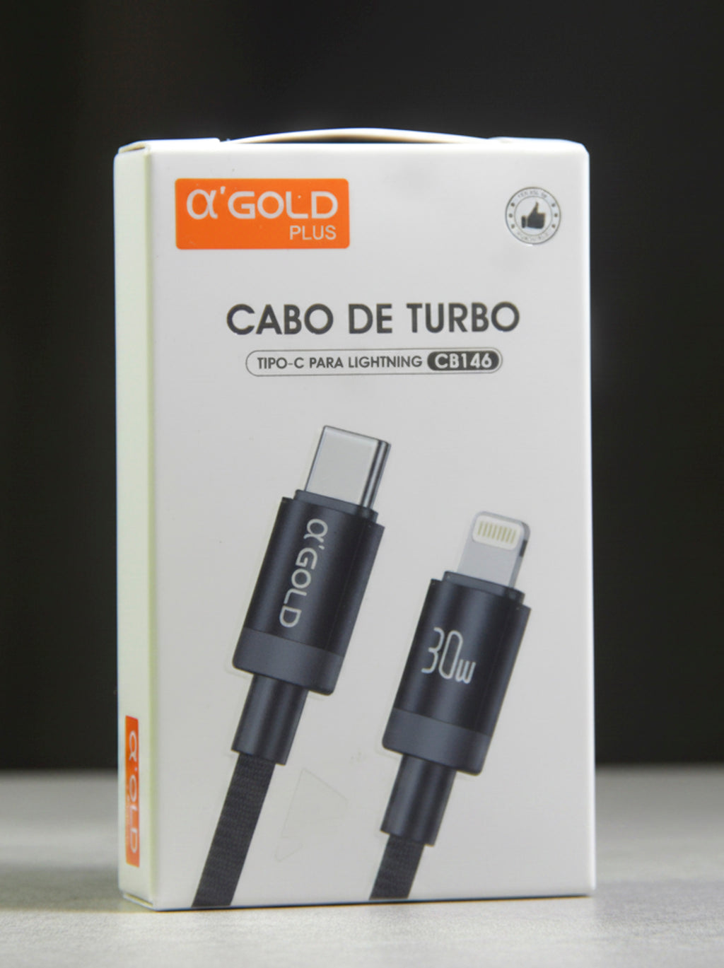 Cabo Turbo USB-C para Lightning 30W 1 Metro Alpha Gold Plus CB146 para iPhone e iPad