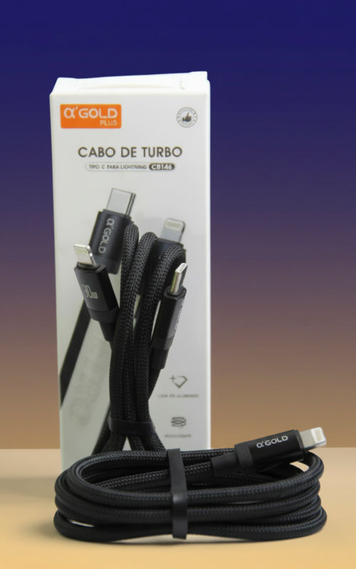 Cabo Turbo USB-C para Lightning 30W 1 Metro Alpha Gold Plus CB146 para iPhone e iPad