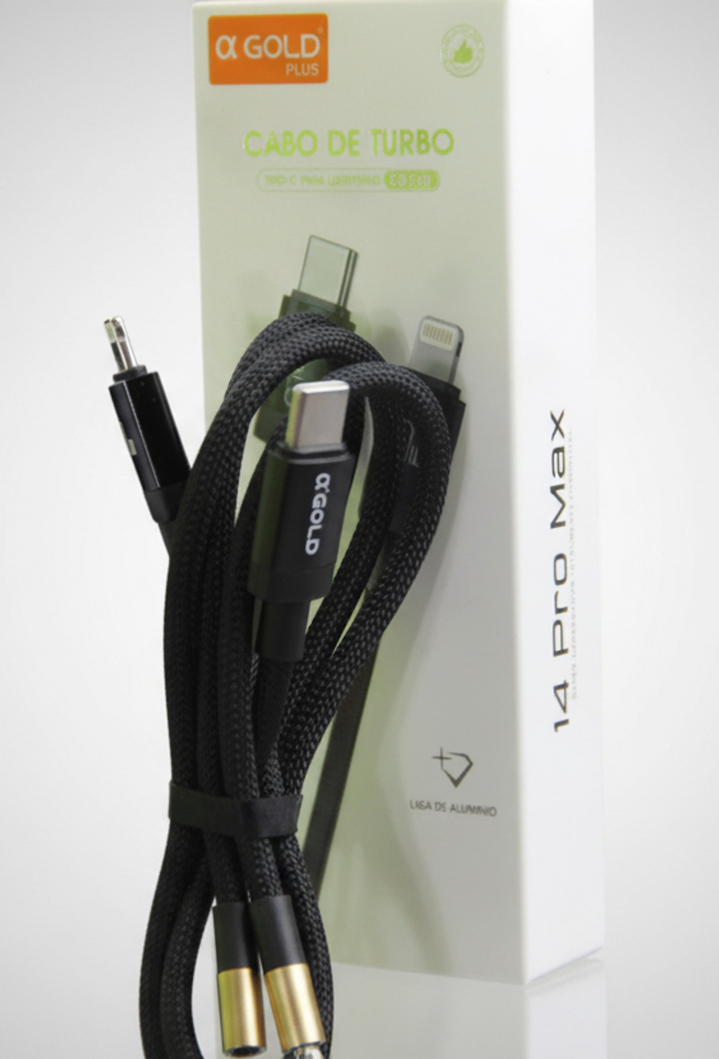 Cabo Turbo USB-C para Lightning 30W 1 Metro Alpha Gold Plus CB146 para iPhone e iPad