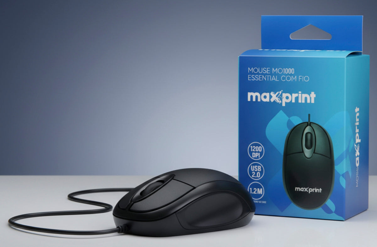 Mouse Maxprint MO1000 Com Fio USB 1200 DPI Preto